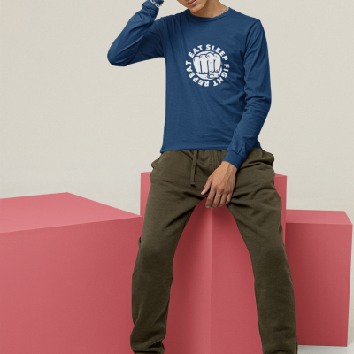 long-sleeve-tee-mockup-of-a-young-man-sitting-on-a-cube-m26219